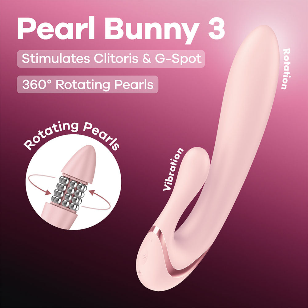 Satisfyer Pearl Bunny 3 pink 20.7cm rotating pearl rabbit vibrator - ClubX Australia
